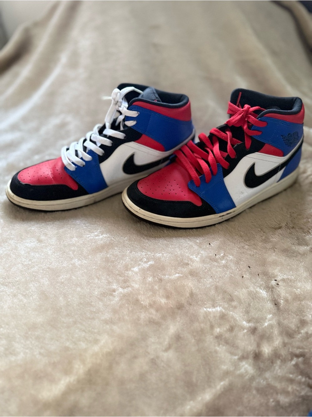 Jordan -Nike High-Top Sneakers in Red, Blue, Black & White